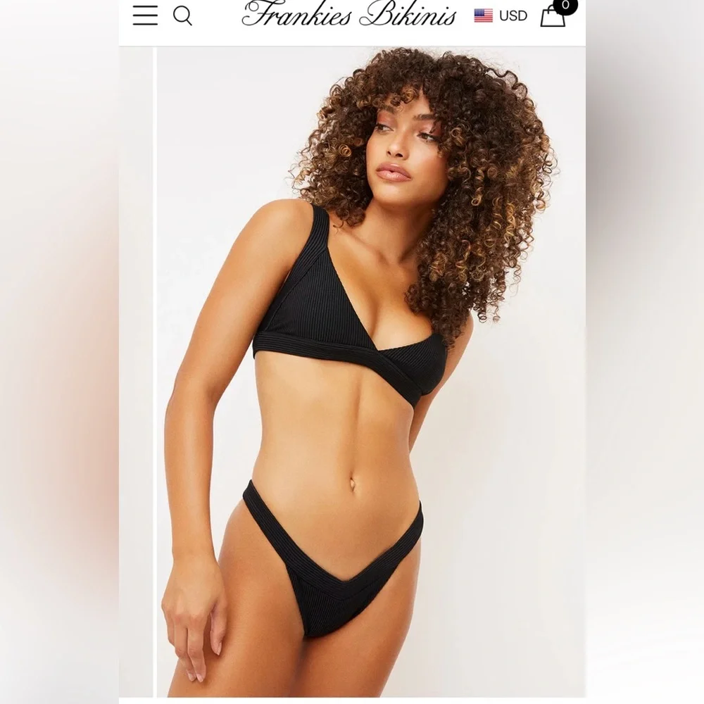 Frankie’s Bikini black ribbed bottoms medium. Selling top in separate listing